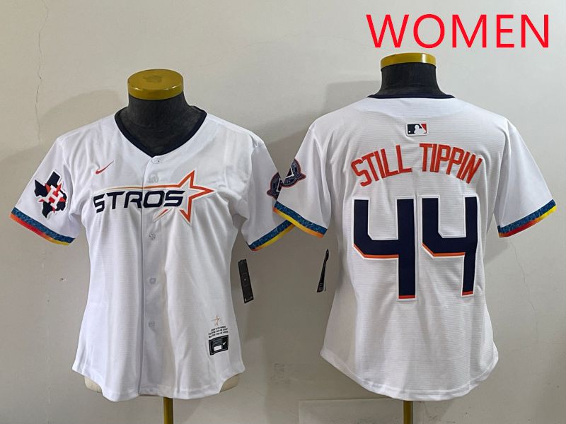 Women Houston Astros #44 Still Tippin White Four generations Joint Name 2025 Nike MLB Jersey style 10